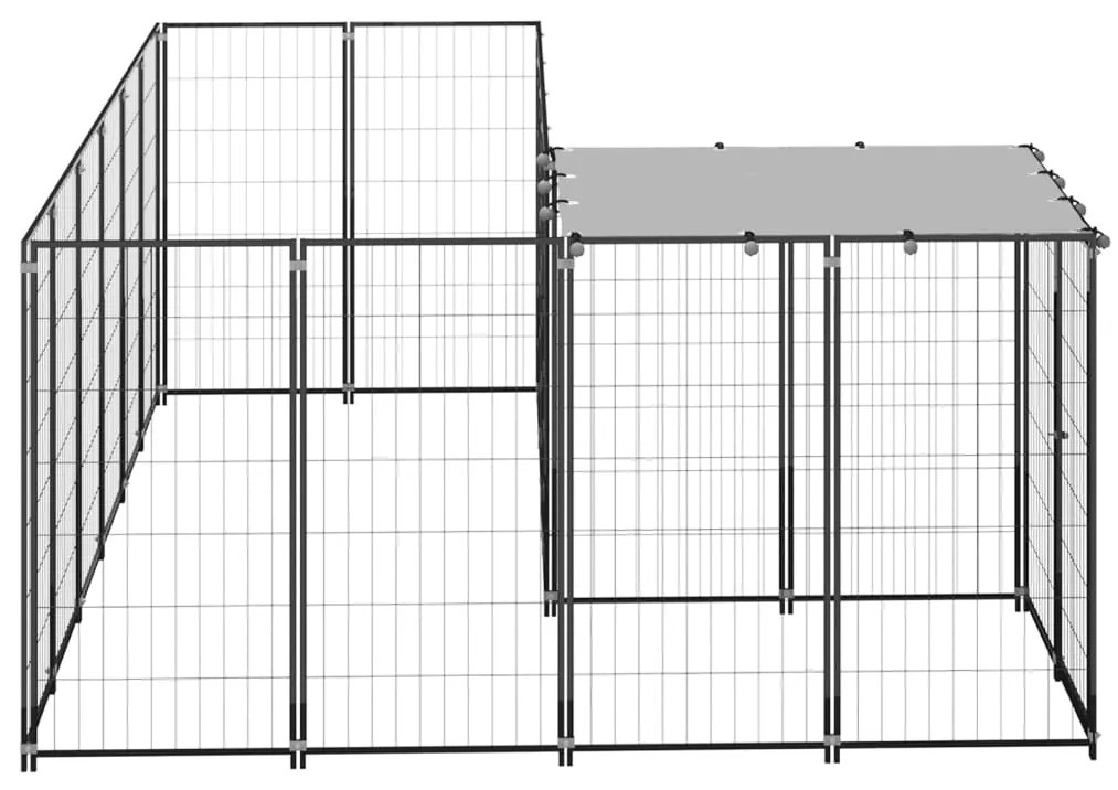 vidaXL Σπιτάκι Σκύλου Μαύρο 4,84 μ² Ατσάλινο
