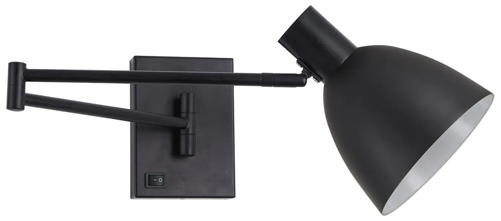 SE21-BL-52-MS2 ADEPT WALL LAMP Black Wall Lamp with Switcher and Black Metal Shade+