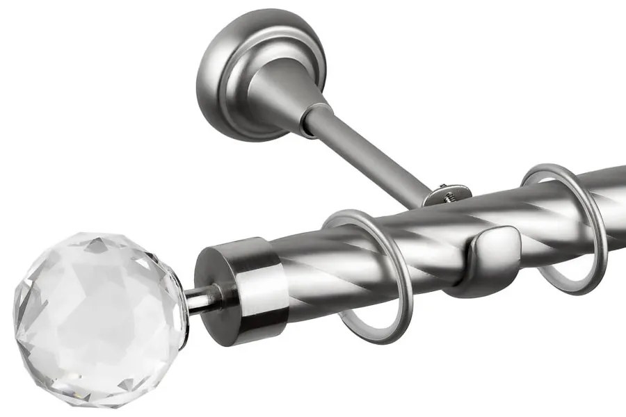 Κουρτινόβεργα μονή twist Cristal 25/19 – χρώμιο ματ - 320 cm