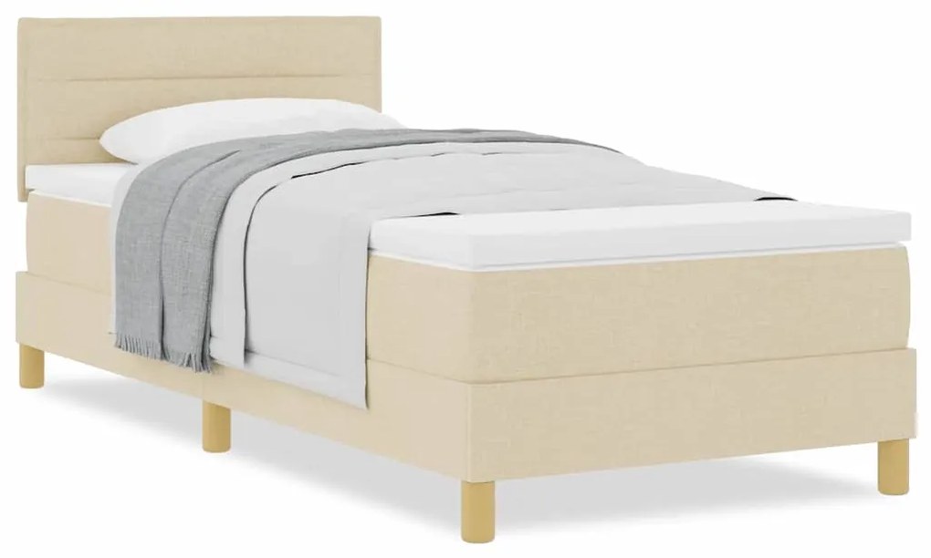vidaXL Κρεβάτι box spring με στρώμα με στρώμα Κρεμ 100 x 200 cm ύφασμα