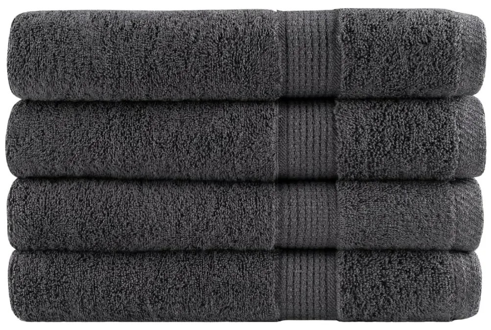 vidaXL Πετσέτες Premium SOLUND 4 τεμ. Ανθρακί 100x200 εκ. 600 γρ./μ²