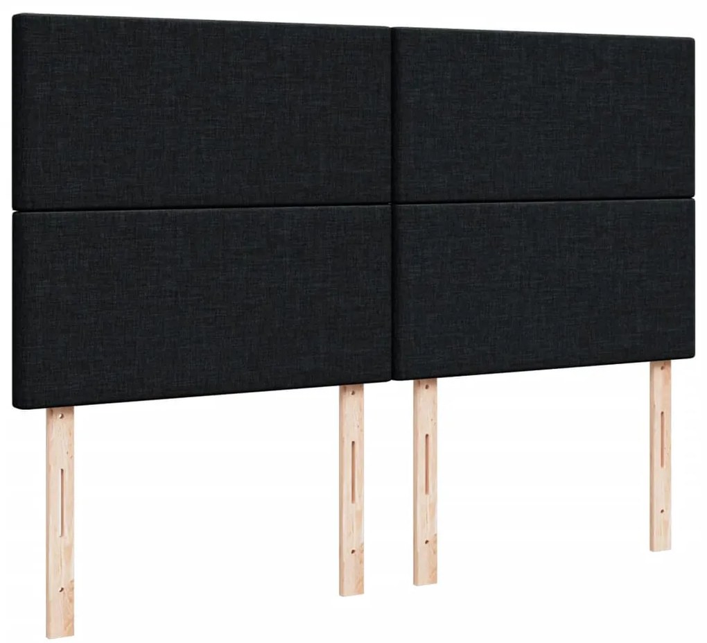 vidaXL Κρεβάτι Boxspring με Στρώμα Μαύρο 200x200 εκ. Υφασμάτινο