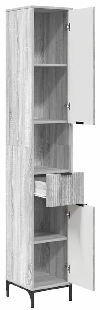 vidaXL Ψηλό ντουλάπι μπάνιου με πόρτα Γκρι sonoma 31.5 x 33 x 190 εκ.