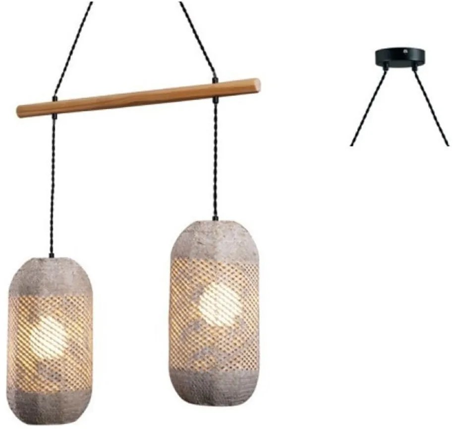 Φωτιστικό Οροφής - Ράγα OD762P60RW 2ΧΕ27 60X20XH120 Natural Aca Decor Rattan, Wood