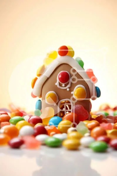 Intra Συλλεκτικό Ξύλινο Παζλ Plywood  4mm - Gingerbread House με Καραμέλες Σε Ξύλινο Κουτί - Διαστάσεις: 10x10 cm – 25 κομμάτια