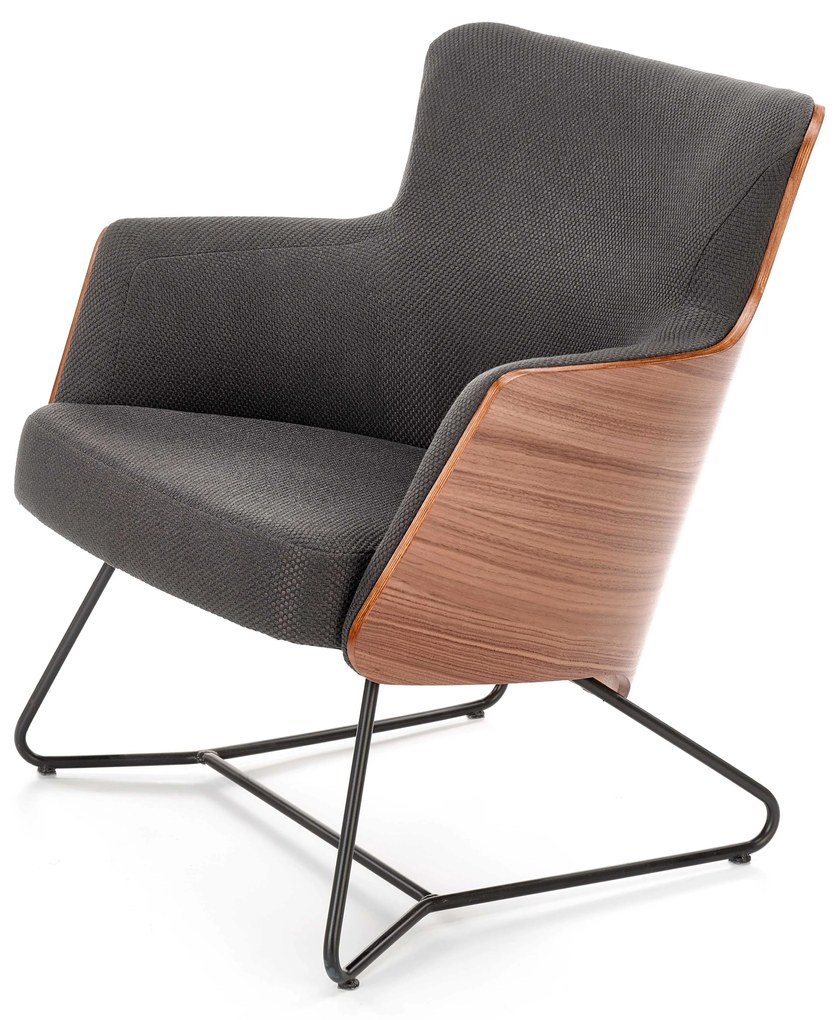 CHILLOUT leisure armchair dark grey / american walnut, legs - black DIOMMI V-PL-CHILLOUT-FOT-C.POPIEL/ORZECH AM.