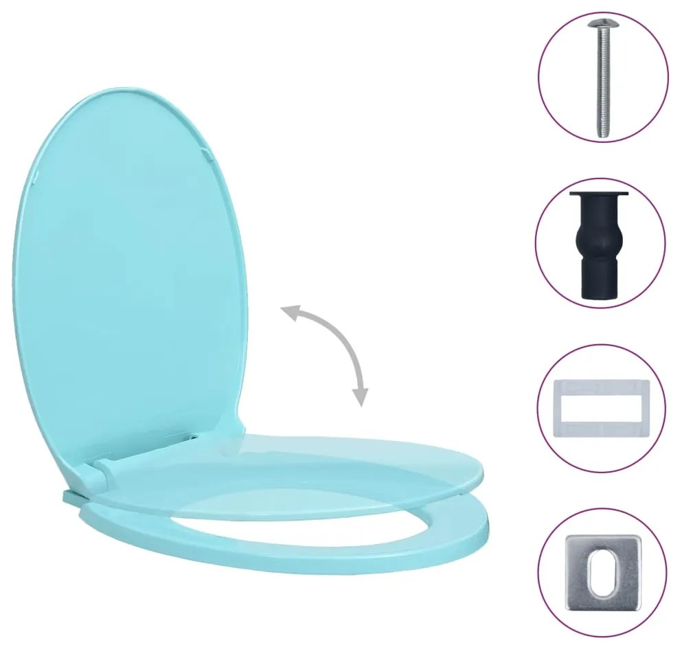 vidaXL Κάλυμμα Λεκάνης με Soft Close & Quick Release Οβάλ Πράσινο