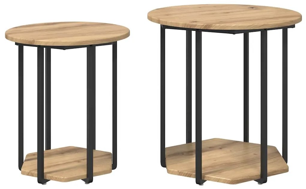 vidaXL Σετ βοηθητικά τραπεζάκια με ράφι 2 pcs Δρυς Artisan και Μαύρο
