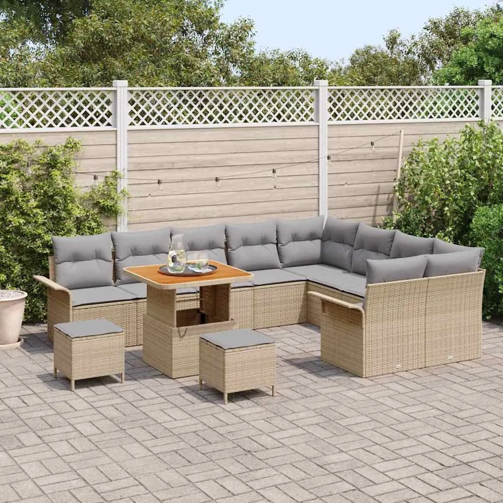 vidaXL Σετ Καναπέ Κήπου 12 pcs Μπεζ, Ανοιχτό Γκρι 80 x 80 x 71 cm