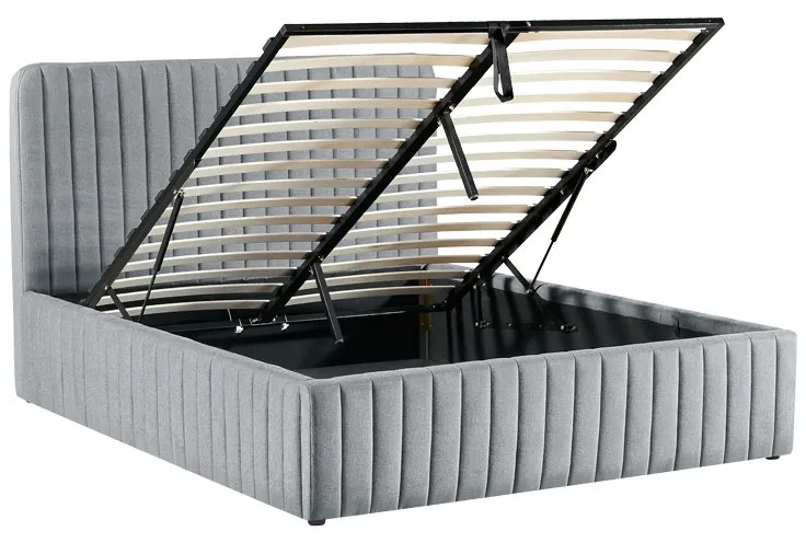 Κρεβάτι διπλό Zilin pakoworld ύφασμα ανθρακί-beige 160x200εκ