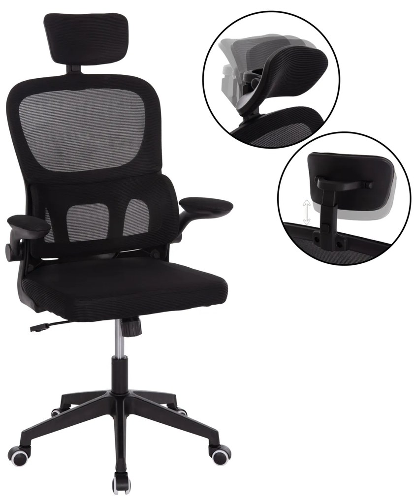 ΚΑΡΕΚΛΑ ΓΡΑΦΕΙΟΥ BASTON HM18236.01 ΜΑΥΡΟ MESH & PP ΣΚΕΛΕΤΟΣ 64x60x117-127Υεκ.