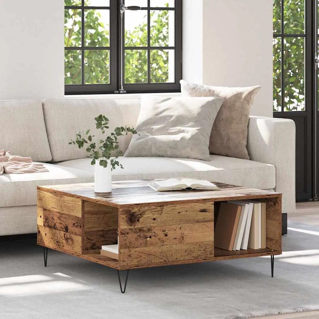 vidaXL Τραπεζάκι σαλονιού Παλαιό ξύλο 80 x 80 x 36.5 εκ