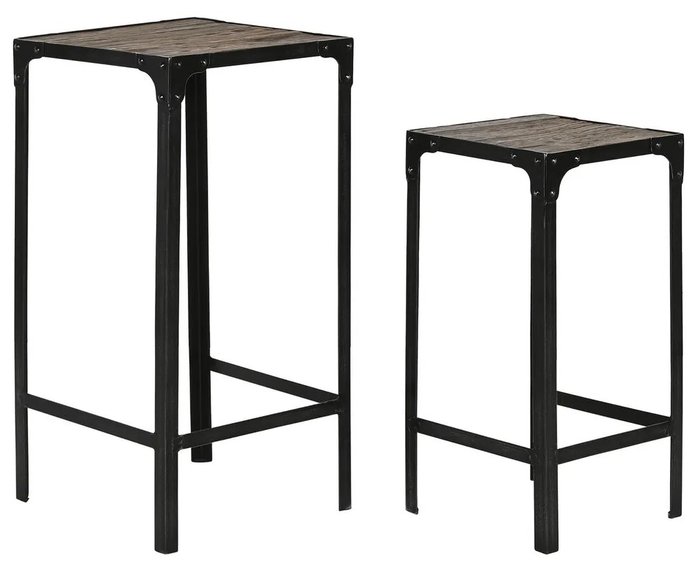 Σετ με 2 τραπέζια Home ESPRIT Μαύρο Φυσικό 38 x 38 x 75 cm