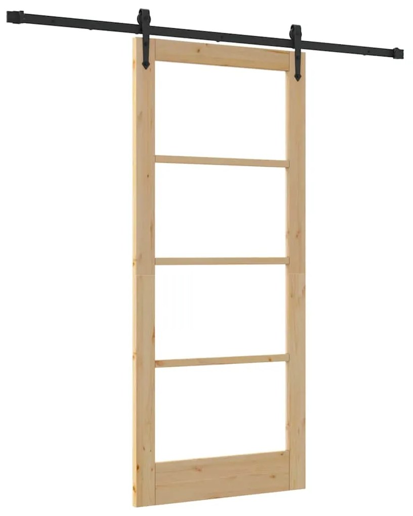 vidaXL Ολισθητή Πόρτα Χειροκίνητος Καφέ 86 x 198.5 cm Ξύλο και μέταλλο
