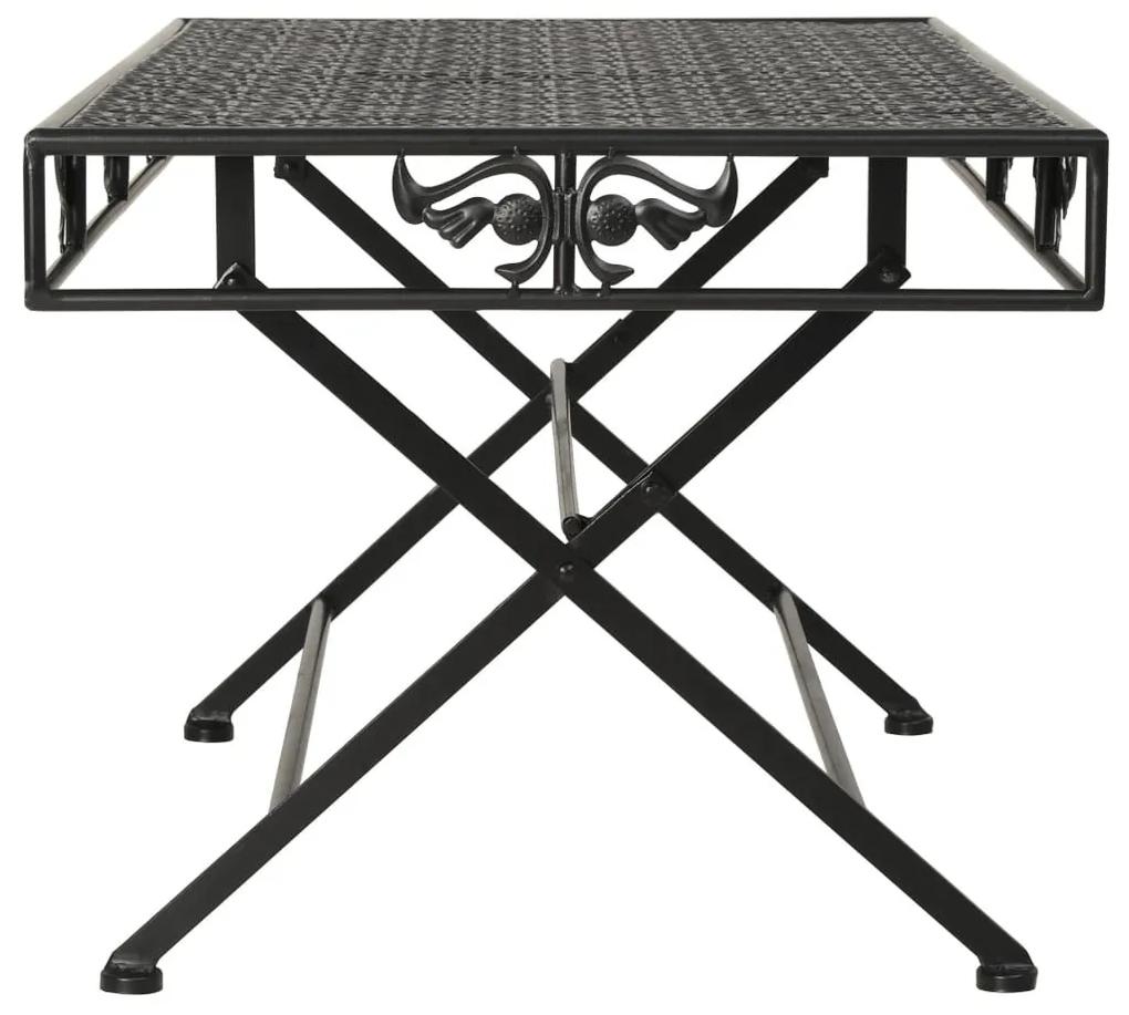 Τραπέζι Σαλονιού Πτυσσόμενο Vintage Μαύρο 100x50x45 εκ. Μέταλλο - Μαύρο