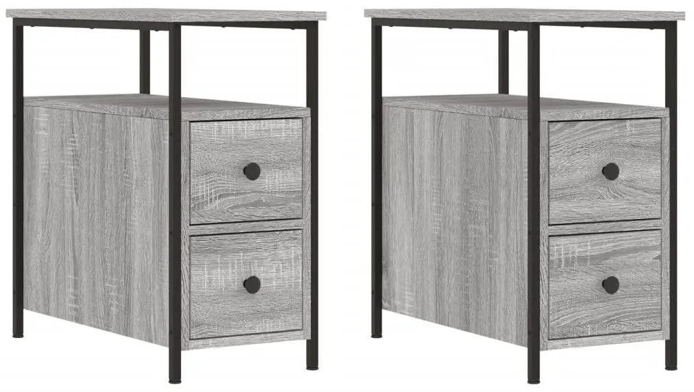 vidaXL Κομοδίνα 2 τεμ. Γκρι Sonoma 30 x 60 x 60 εκ. από Επεξεργ. Ξύλο