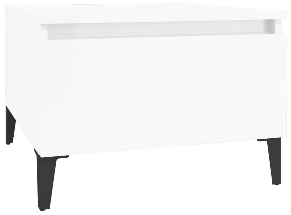 vidaXL Τραπέζι Βοηθητικό Γυαλιστ.Λευκό 50x46x35 εκ. Επεξεργασμένο Ξύλο