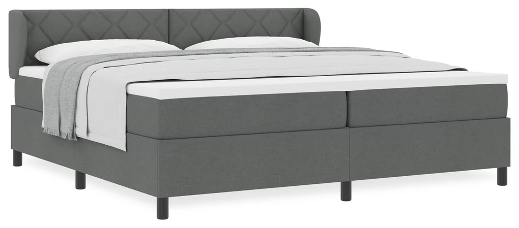 vidaXL Κρεβάτι με Στρώμα Γκρυ 200x200 εκ. Υφάσματος