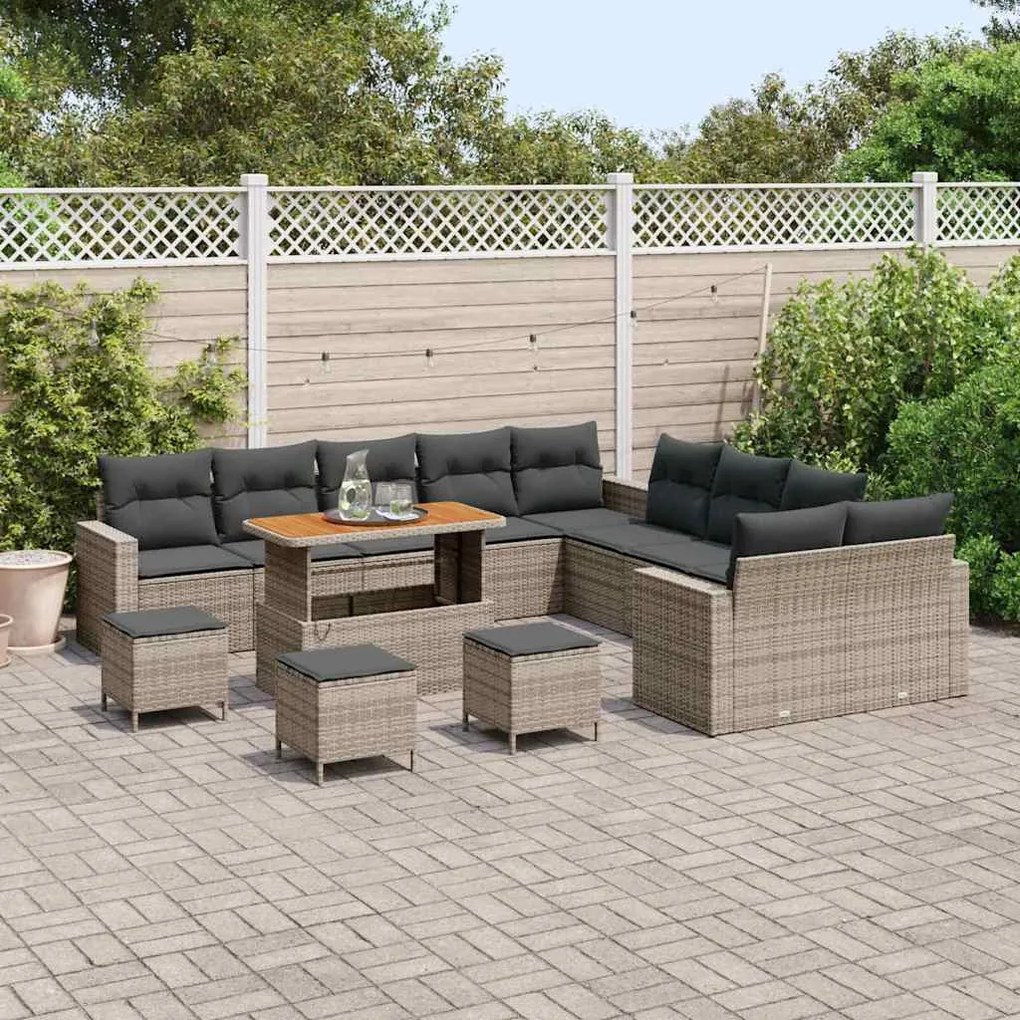 vidaXL Σετ Καναπέ Κήπου 14 pcs Γκρι συνθετικό ρατάν