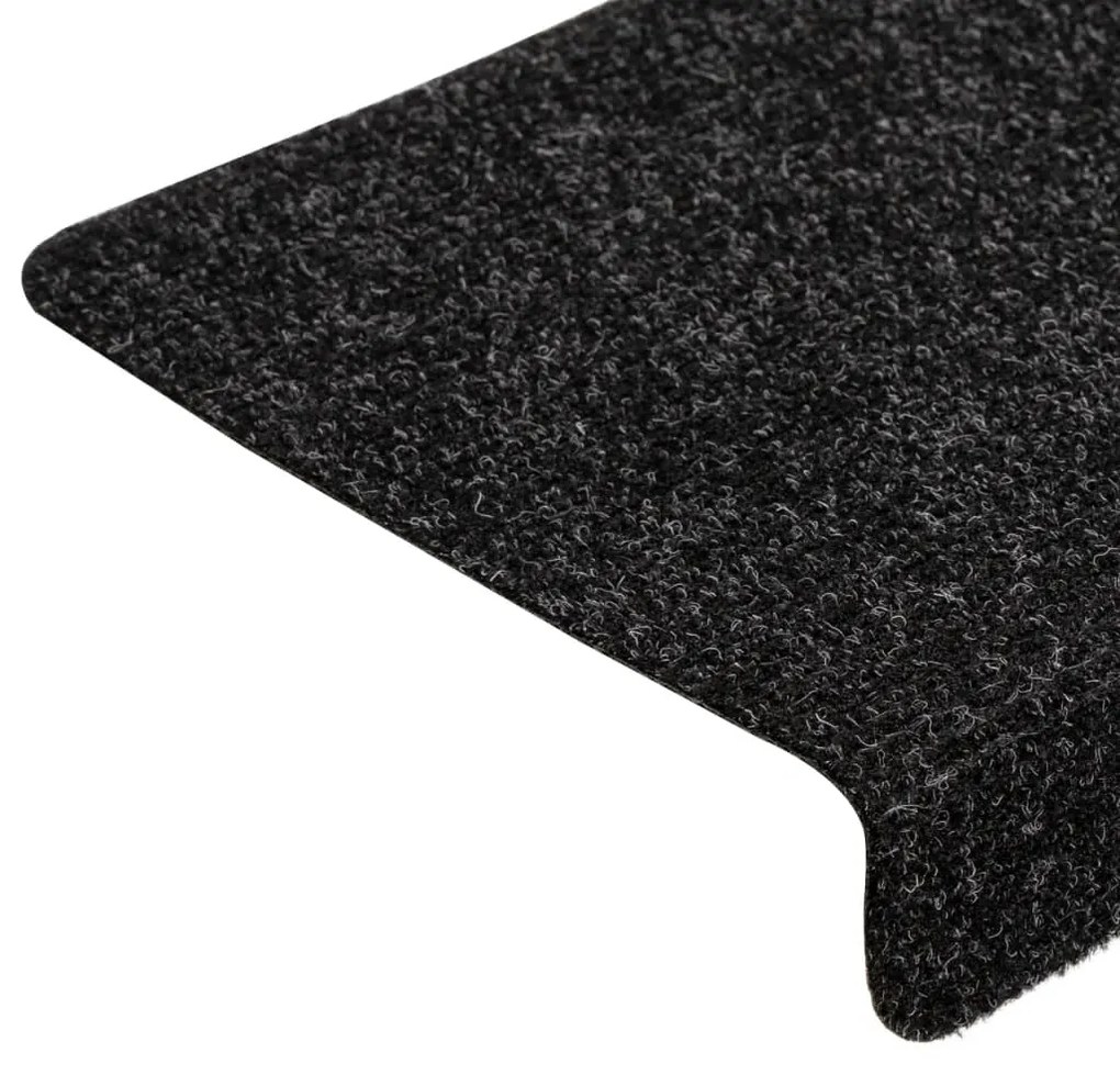 vidaXL Πατάκια Σκαλιών Αυτοκόλλητα 15 τεμ. 65x21x4 εκ. Μαύρα Ορθογώνια Άκρη