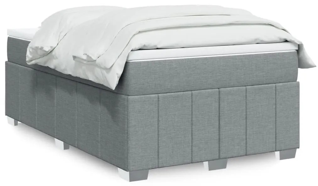 vidaXL Κρεβάτι Boxspring με Στρώμα Ανοιχτό Γκρι 120x190 εκ. Υφασμάτινο