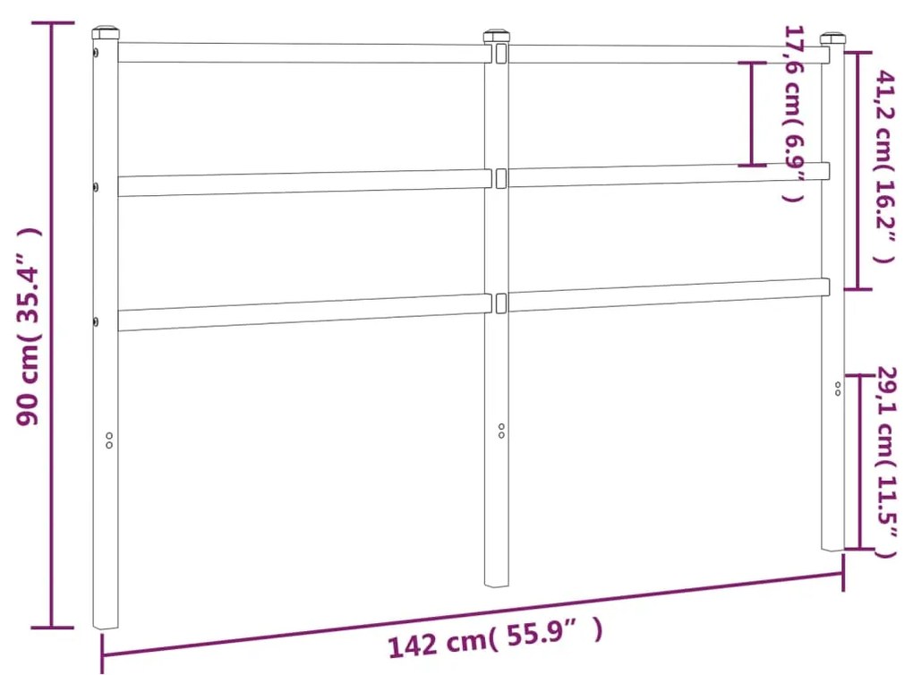 vidaXL Κεφαλάρι Λευκό 135 εκ. Μεταλλικό