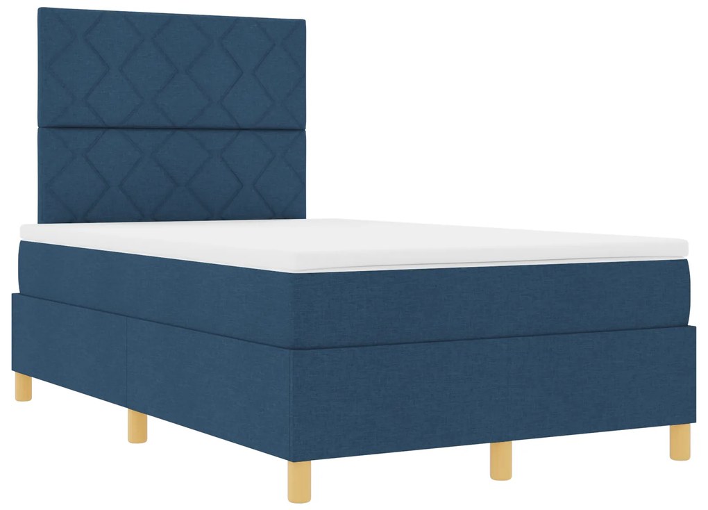 vidaXL Box Spring Bed με Στρώμα & LED Μπλε 120x200 εκ. Ύφασμα