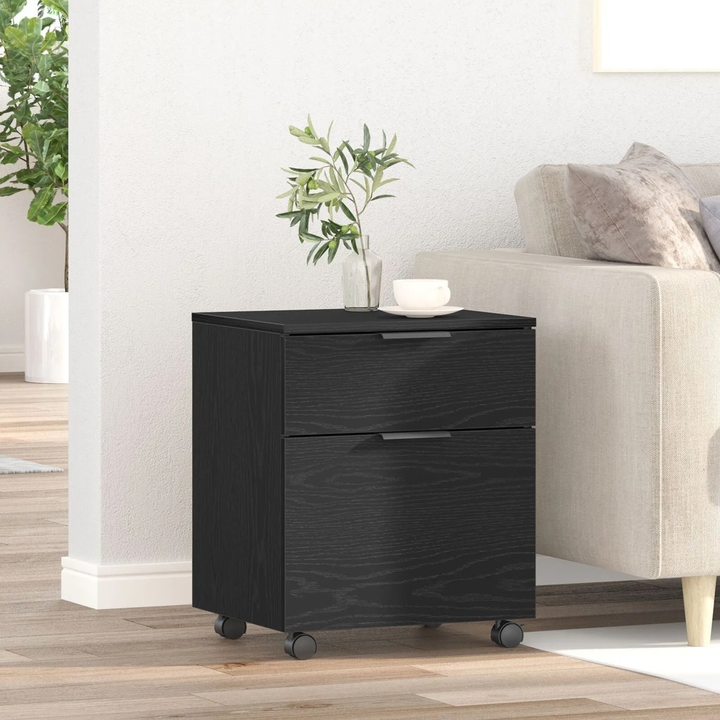 vidaXL Κινητός Φάκελος με Ρόδες Μαύρη Δρυς 45x38x54 εκ.