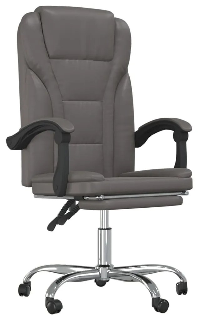 vidaXL Καρέκλα Γραφείου Ανακλινόμενη Γκρι Συνθετικό δέρμα