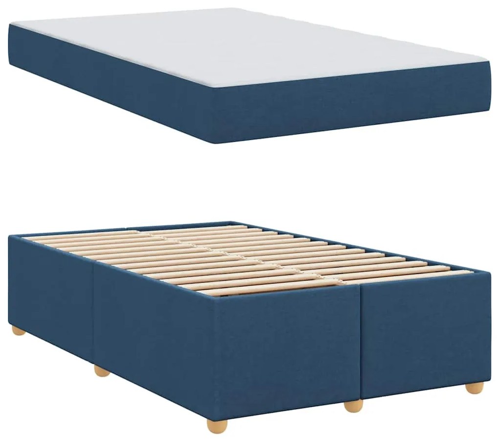 vidaXL Σκελετός Κρεβατιού με στρώμα Μπλε 120 x 200 cm ύφασμα