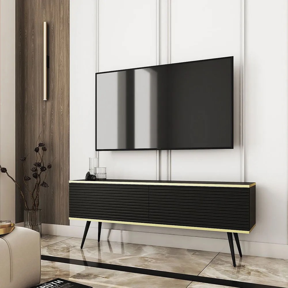 Έπιπλο Τηλεόρασης Oro P_ORO_STVc_MDF_BL 135x32x53cm Anthracite-Black