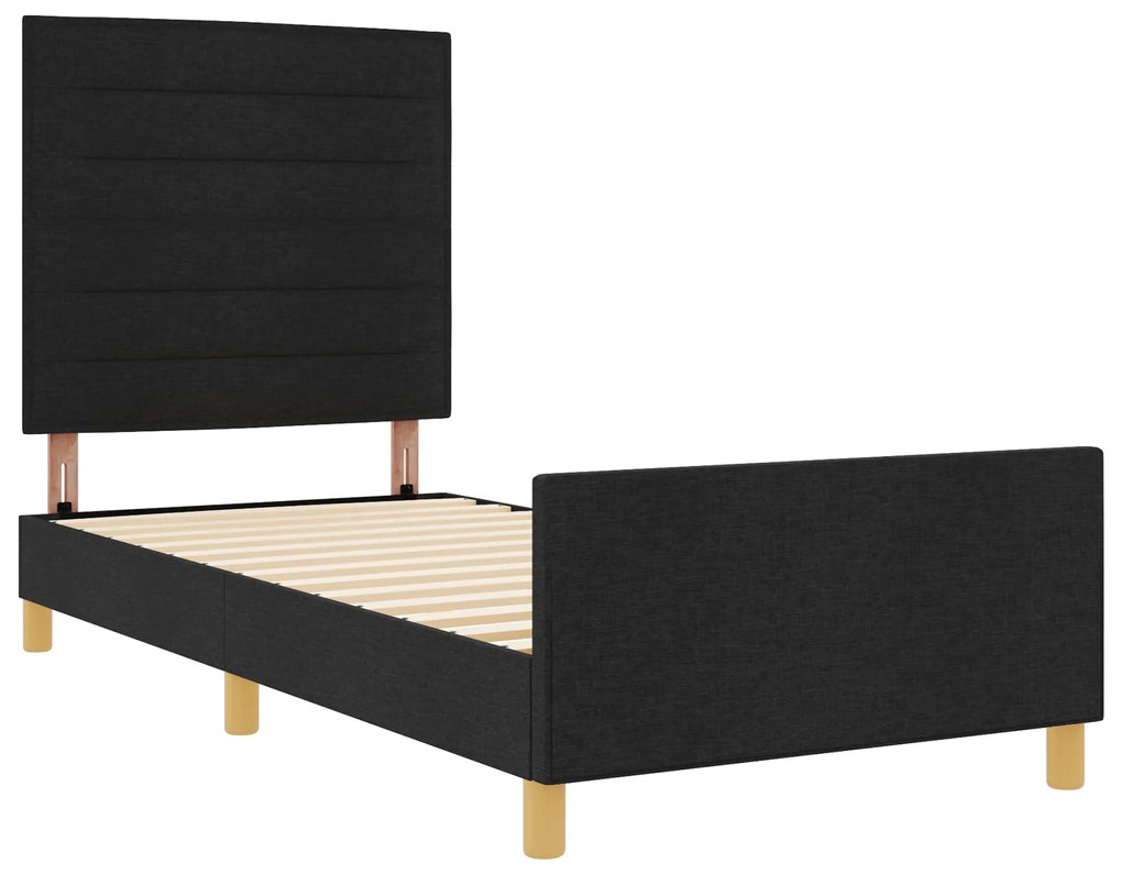 vidaXL Σκελετός Κρεβατιού με κεφαλάρι Μαύρο 80 x 200 cm ύφασμα