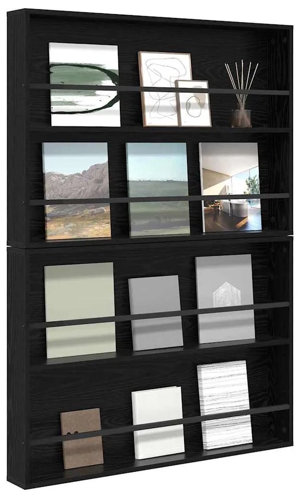 vidaXL Ράφι Περιοδικών με ράφι 2 pcs Μαύρη Οξυά 100 x 12 x 70 εκ