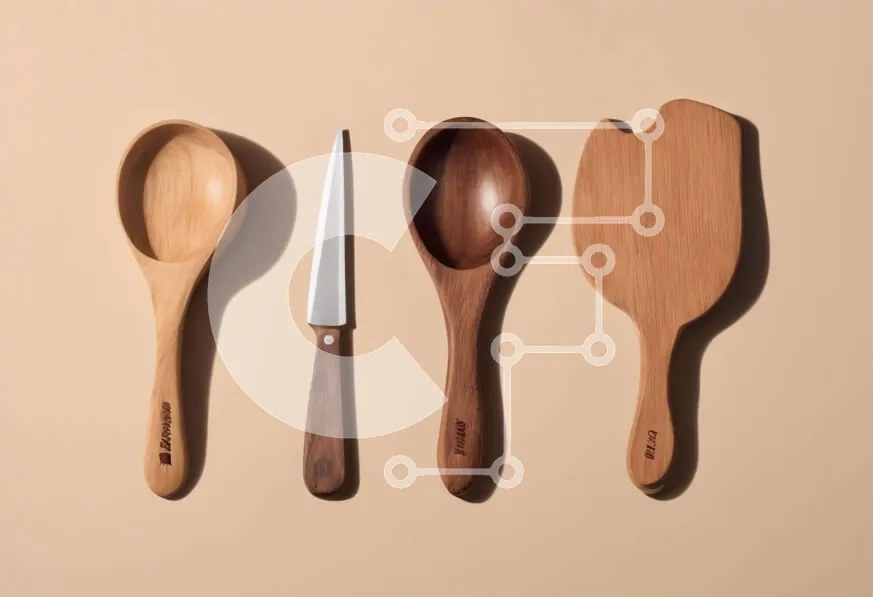 Intra Συλλεκτικό Ξύλινο Παζλ Plywood  4mm - Ξύλινα σκεύη για την προετοιμασία φαγητού Σε Ξύλινο Κουτί - Διαστάσεις: 10x10 cm – 25 κομμάτια