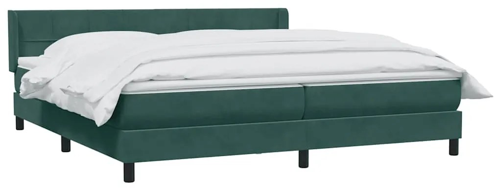 vidaXL Κρεβάτι Boxspring με Στρώμα Σκούρο Πράσινο 180x210εκ. Βελούδινο