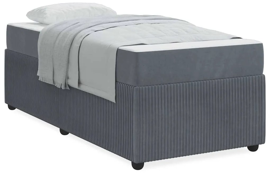 vidaXL Σκελετός Κρεβατιού με στρώμα Σκούρο Γκρι 90 x 200 cm ύφασμα