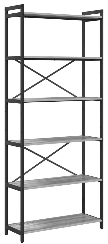vidaXL Βιβλιοθήκη Γκρι sonoma 80 x 30 x 188 εκ Επεξεργασμένο ξύλο