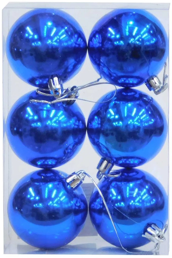 Χριστουγεννιάτικες Μπάλες Μπλέ Set/6 τεμάχια 4cm 237288