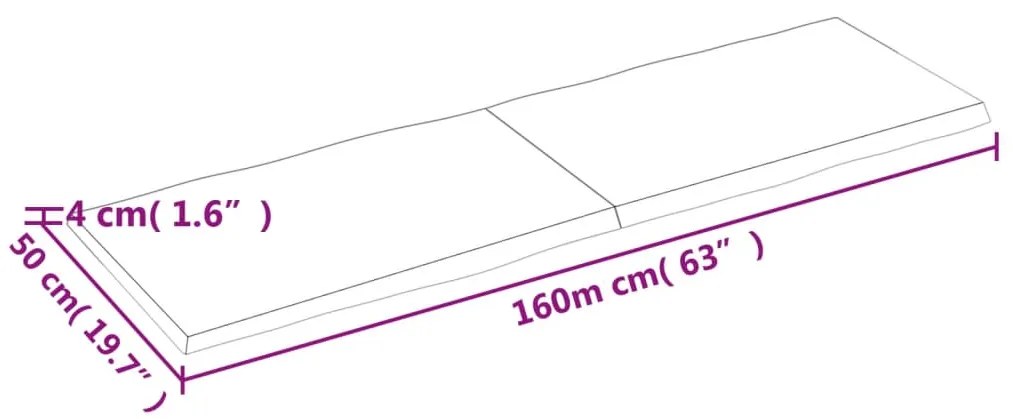 Επιφ Τραπεζιού Αν Καφέ 160x50x(2-4)εκ.Ακατέργ. Μασίφ Ξύλο Δρυός - Καφέ