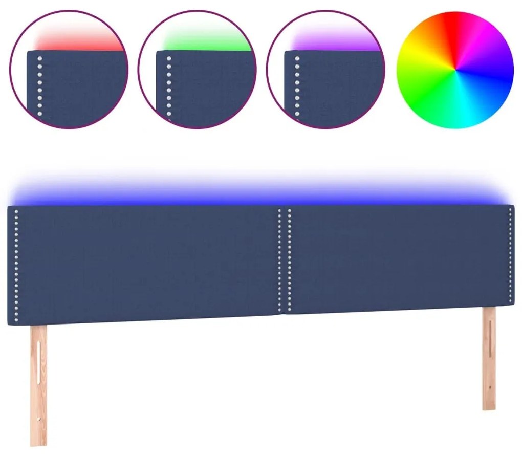 Κεφαλάρι Κρεβατιού LED Μπλε 200x5x78/88 εκ. Υφασμάτινο - Μπλε