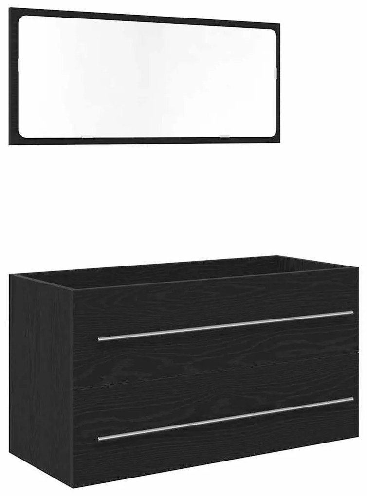 vidaXL Ντουλάπα νιπτήρα με λεκάνη 3 pcs Μαύρη δρυς 90 x 38.5 x 48 cm