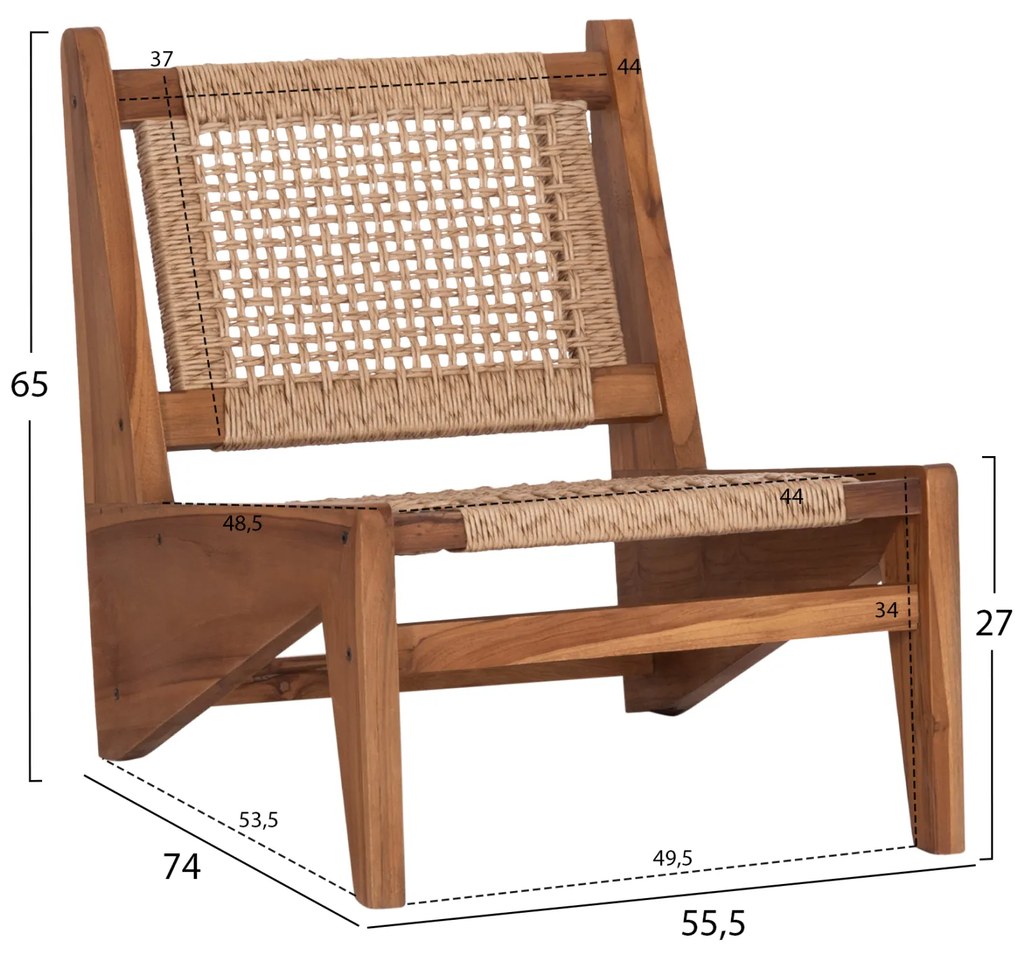 ΚΑΡΕΚΛΑ LOUNGE LUKILLA HM9913 ΞΥΛΟ TEAK ΣΕ ΦΥΣΙΚΟ--ΣΥΝΘ.ΣΧΟΙΝΙ ΜΠΕΖ 55,5x74x65Υεκ. - 0525766 - HM9913