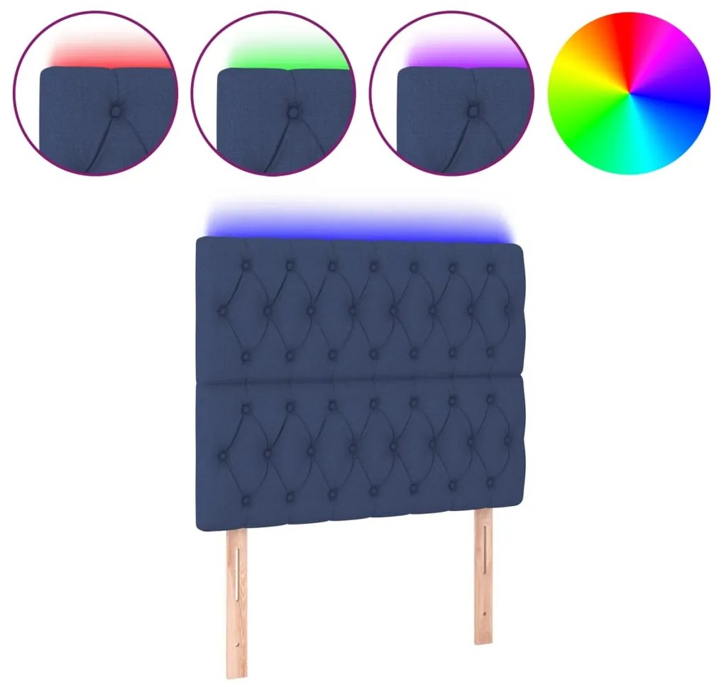 vidaXL Κεφαλάρι Κρεβατιού LED Μπλε 90x7x118/128εκ. Υφασμάτινο
