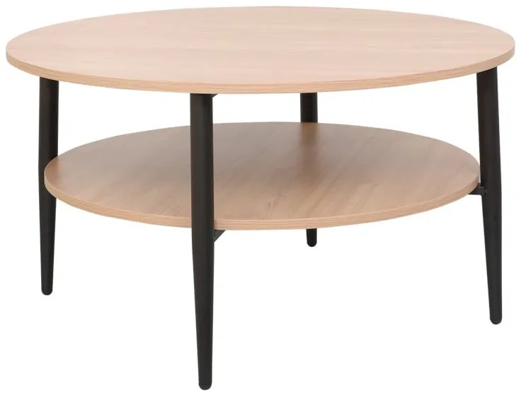 Τραπέζι σαλονιού Kody pakoworld σε φυσική απόχρωση με μαύρα μεταλλικά πόδια Φ80x45εκ