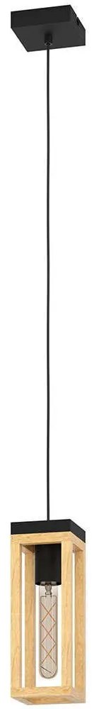 Φωτιστικό Οροφής Nafferton 43743 10x10x110cm 1xΕ27 40W Black-Brown Eglo Steel,Wood