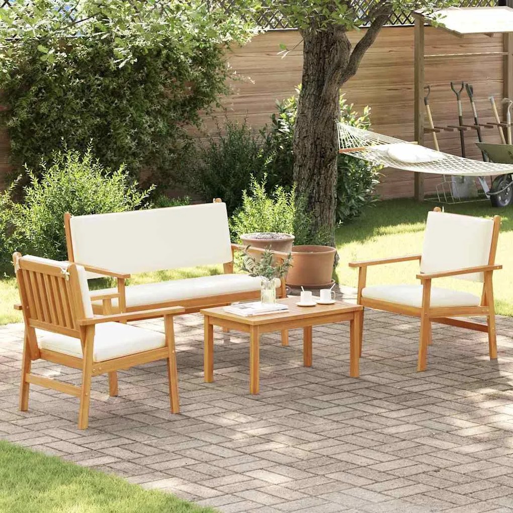 vidaXL Σετ Καναπέ Κήπου 4 pcs Καφέ 75 x 45 x 38 εκ. Μασίφ ξύλο ακακίας