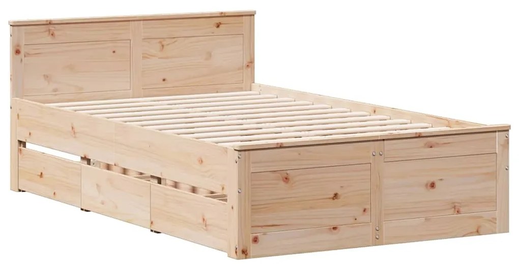 vidaXL Σκελετός Κρεβατιού Χωρίς Στρώμα 135x190 εκ Μασίφ Ξύλο Πεύκου