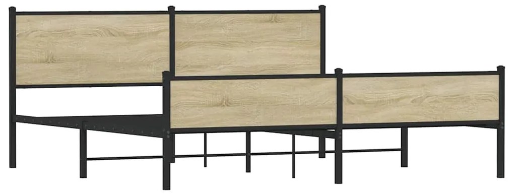 vidaXL Σκελετός Κρεβ. Χωρίς Στρώμα Sonoma Δρυς 200x200 εκ. Μεταλλικό