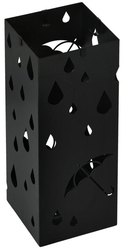 HOMCOM Βάση Ομπρέλας, 4 Γάντζοι, Δίσκος Συλλογής Στάγδην, Ατσάλι, Μαύρο