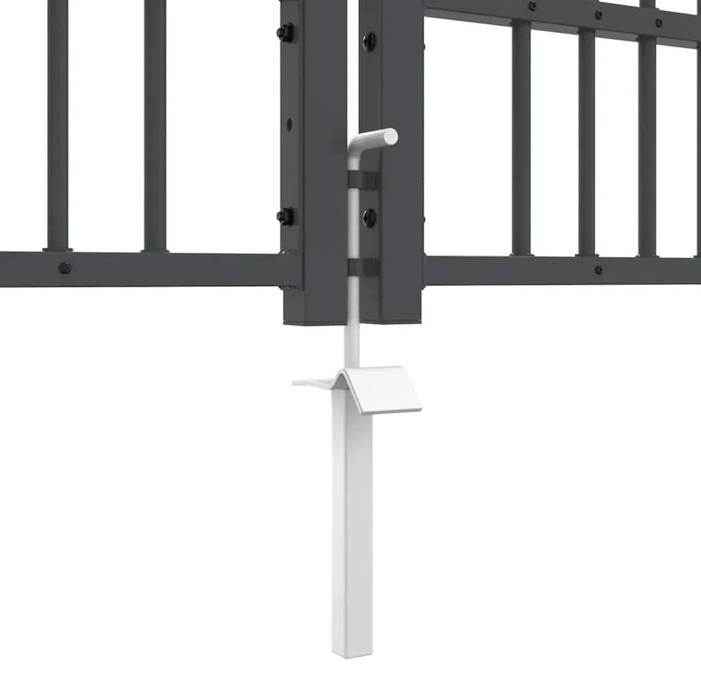 vidaXL Πύλη Φράχτη με Στρογγυλή Κορυφή Γκρι 404 x 125 εκ. Ατσάλι